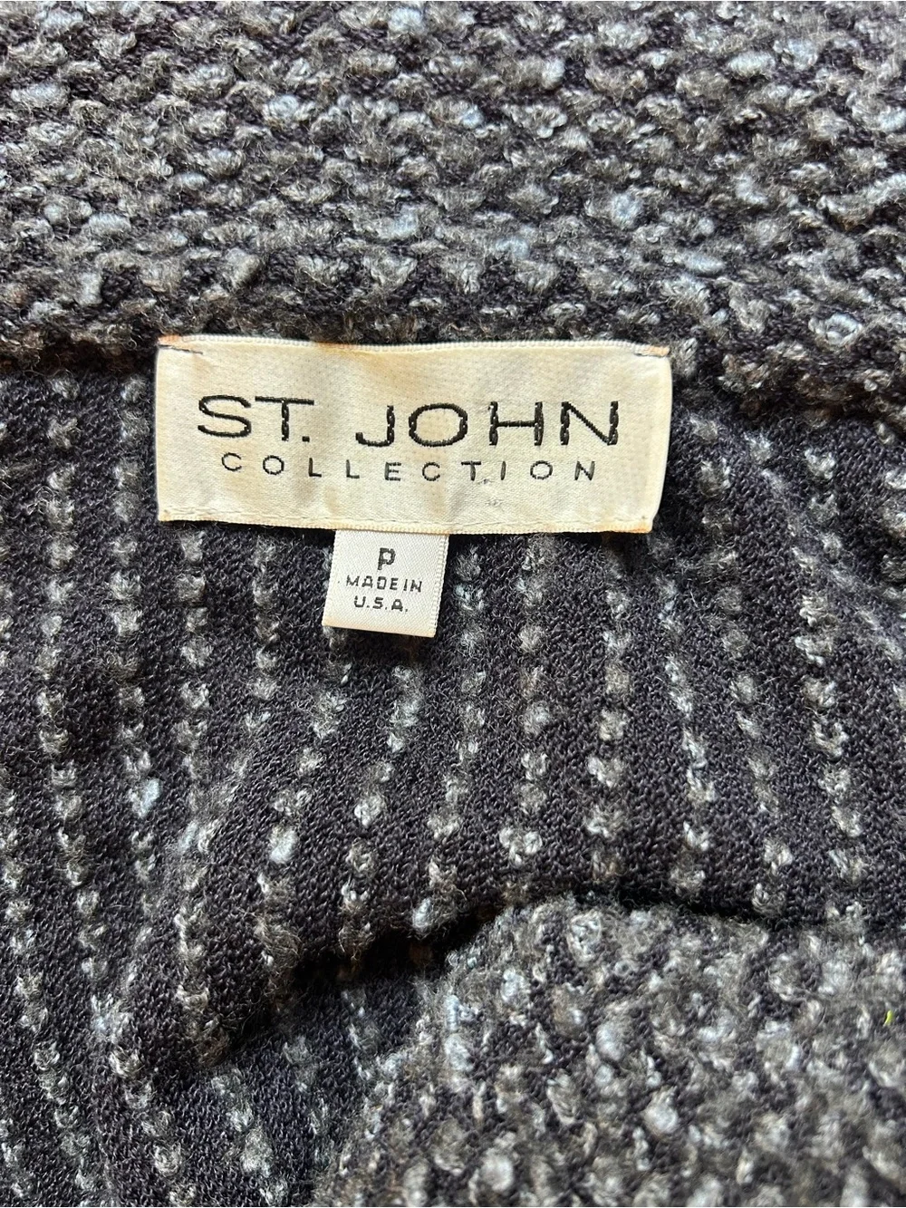 St. John Collection P Bouclé Cropped Knit Jacket Made USA